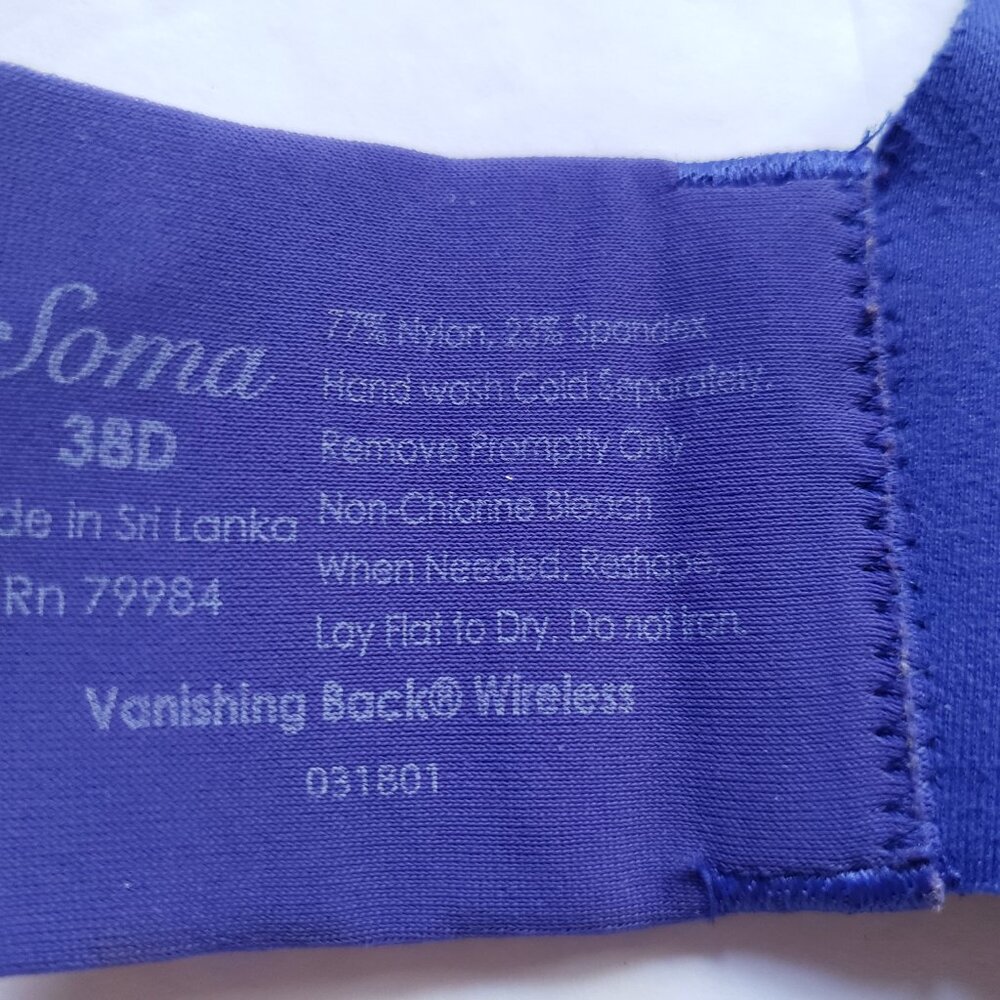 Soma Vanishing Back Wireless Lined T-Shirt Satin Bra In Majesty Blue View 4